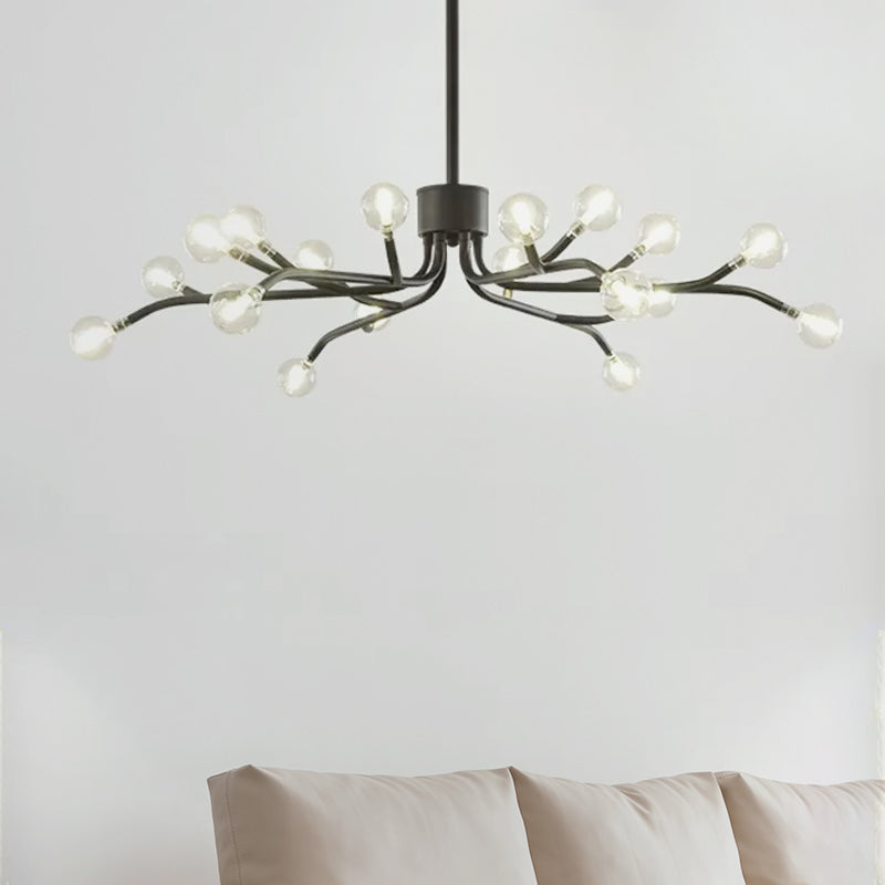 Molecular LED Chandelier Pendant Lighting Modernist Clear Glass 18 Lights Black Ceiling Lamp Fixture Clearhalo 'Ceiling Lights' 'Chandeliers' 'Glass shade' 'Glass' 'Modern Chandeliers' 'Modern' Lighting' 559515