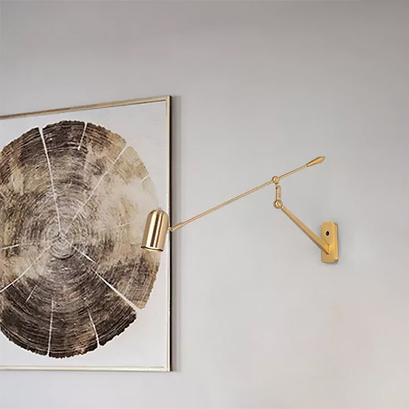 Modern Swing Arm Wall Sconce Metal 1 Light Living Room Wall Lamp in Gold for Bedroom Clearhalo 'Cast Iron' 'Glass' 'Industrial' 'Modern wall lights' 'Modern' 'Tiffany' 'Traditional wall lights' 'Wall Lamps & Sconces' 'Wall Lights' Lighting' 559522