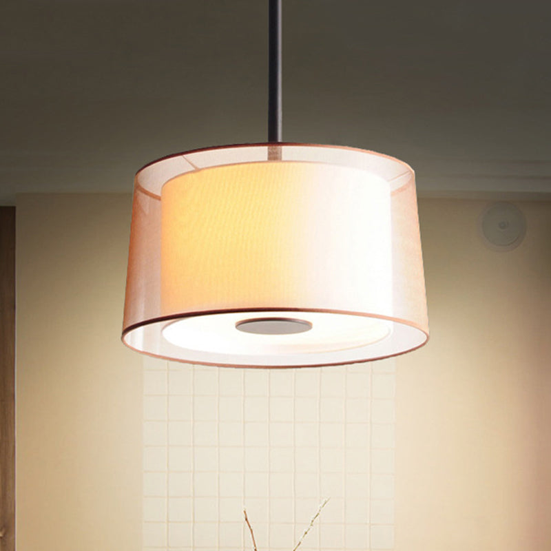 White 3 Lights Chandelier Light Fixture Traditional Fabric Drum Pendant Lamp, 16"/19.5"/23.5" Wide Clearhalo 'Ceiling Lights' 'Chandeliers' Lighting' options 559633