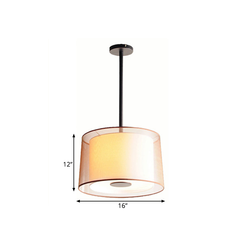 White 3 Lights Chandelier Light Fixture Traditional Fabric Drum Pendant Lamp, 16"/19.5"/23.5" Wide Clearhalo 'Ceiling Lights' 'Chandeliers' Lighting' options 559637