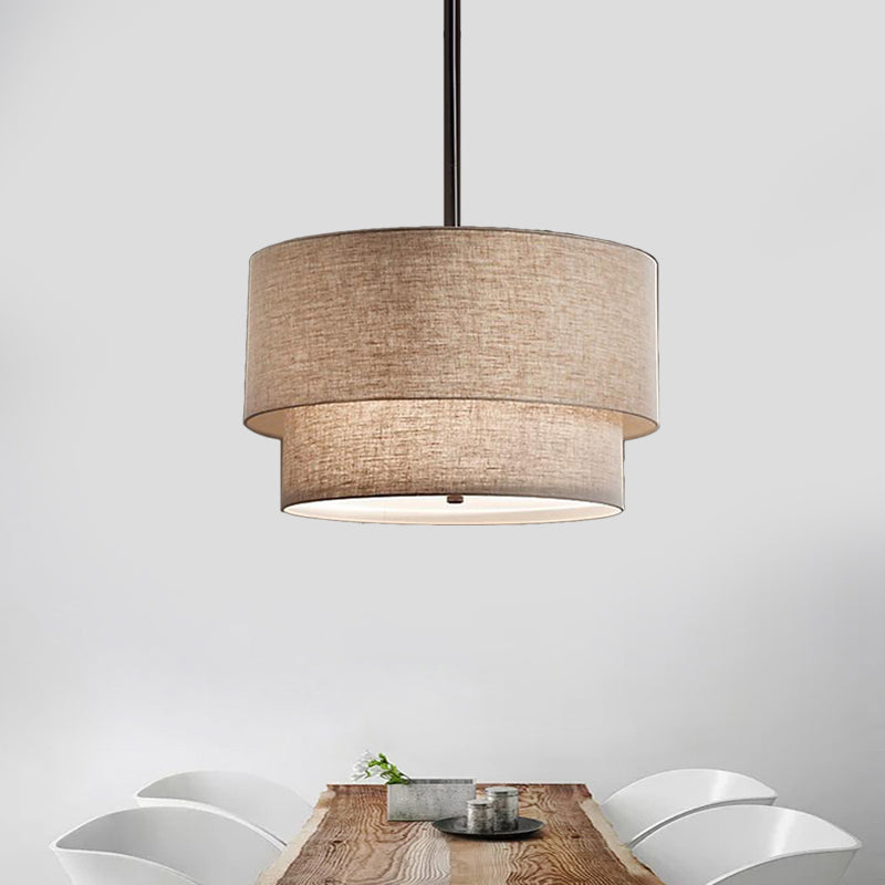 3 Lights Ceiling Light Traditional Layered Concentric Tier Fabric Chandelier in Black/White/Flaxen, 16"/19.5"/23.5" Wide Clearhalo 'Ceiling Lights' 'Chandeliers' Lighting' options 559640