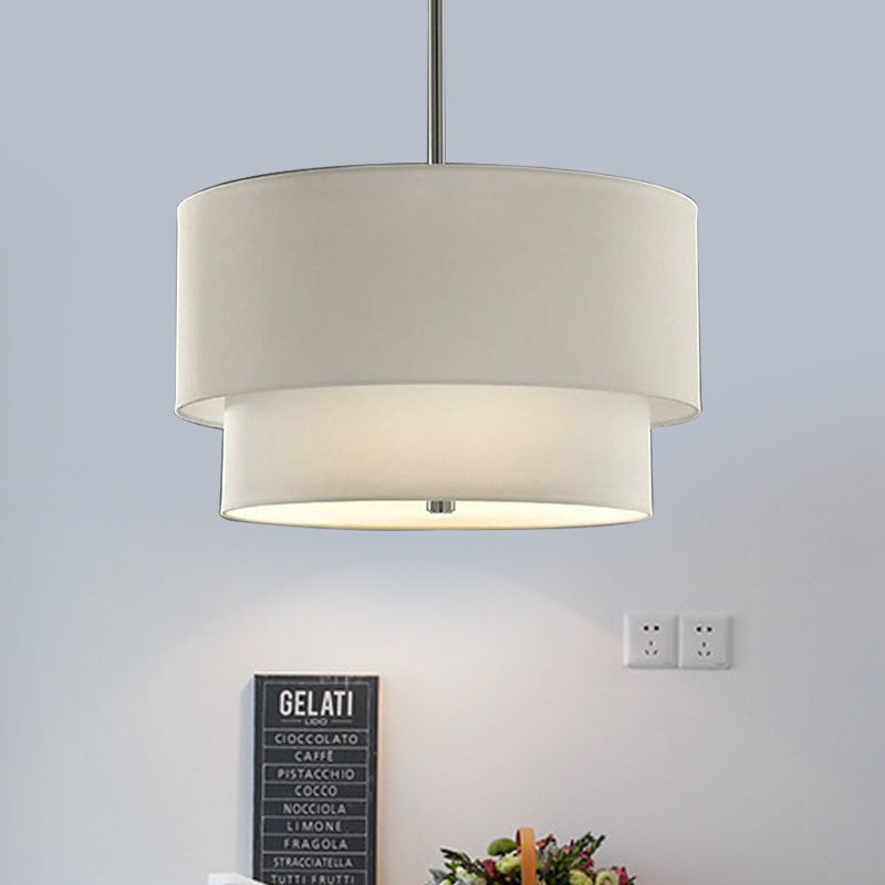 3 Lights Ceiling Light Traditional Layered Concentric Tier Fabric Chandelier in Black/White/Flaxen, 16"/19.5"/23.5" Wide Clearhalo 'Ceiling Lights' 'Chandeliers' Lighting' options 559646