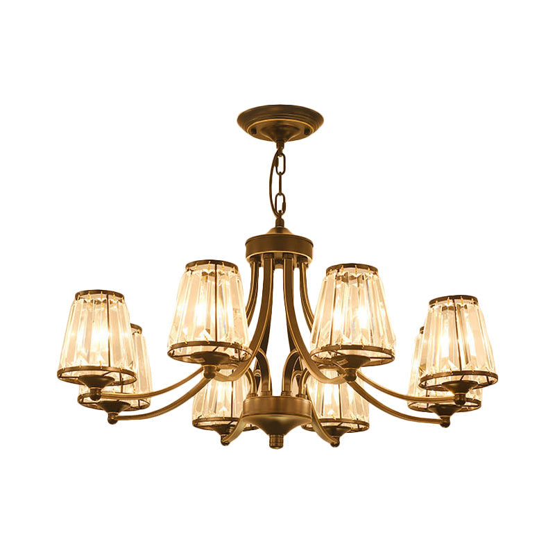 Contemporary Conical Chandelier Lamp Crystal 3/5/6 Lights Bedroom Hanging Light Fixture in Gold/Black Clearhalo 'Ceiling Lights' 'Chandeliers' 'Modern Chandeliers' 'Modern' Lighting' 560135