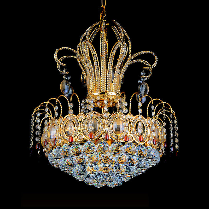 Dome Ceiling Light Contemporary Crystal 10 Lights Gold Chandelier Light for Dining Room Clearhalo 'Ceiling Lights' 'Chandeliers' 'Modern Chandeliers' 'Modern' Lighting' 560166