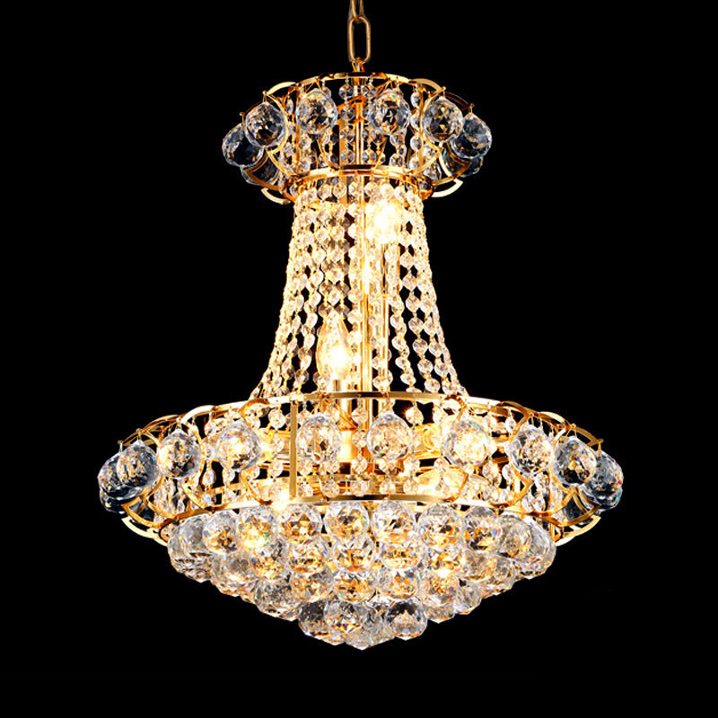 Modern 10 Lights Chandelier Light with Crystal Shade Gold Dome Hanging Ceiling Light Clearhalo 'Ceiling Lights' 'Chandeliers' 'Modern Chandeliers' 'Modern' Lighting' 560170