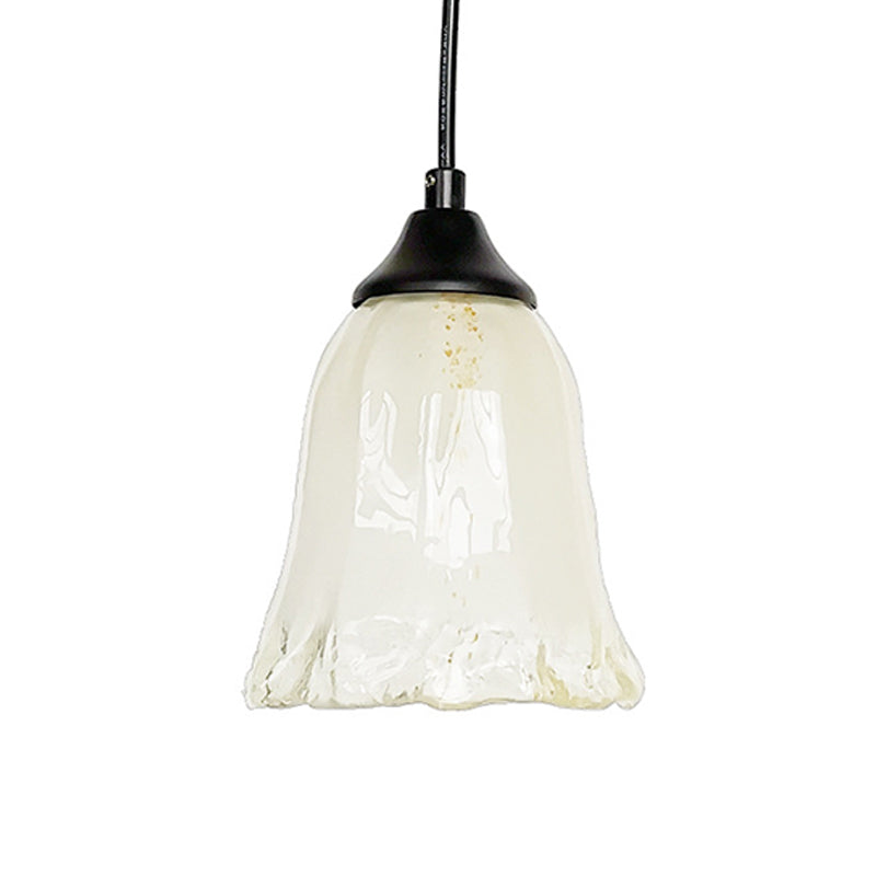 Flower Shape/Cone Living Room Hanging Light Kit Traditional Textured Glass 1 Light White Pendant Lighting Clearhalo 'Ceiling Lights' 'Glass shade' 'Glass' 'Island Lights' 'Pendant Lights' 'Pendants' Lighting' 560241