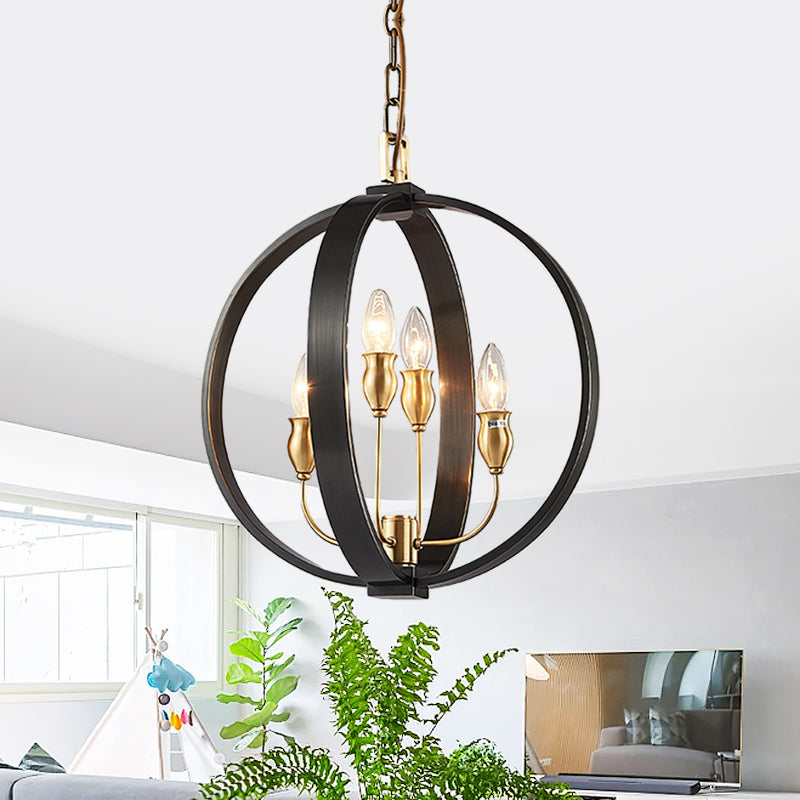 4/8 Lights Ceiling Light Traditional Candelabra Metal Hanging Chandelier in Black for Living Room 4 Black Clearhalo 'Ceiling Lights' 'Chandeliers' Lighting' options 560336_5c481387-65b4-43e2-9048-5715fb264dff