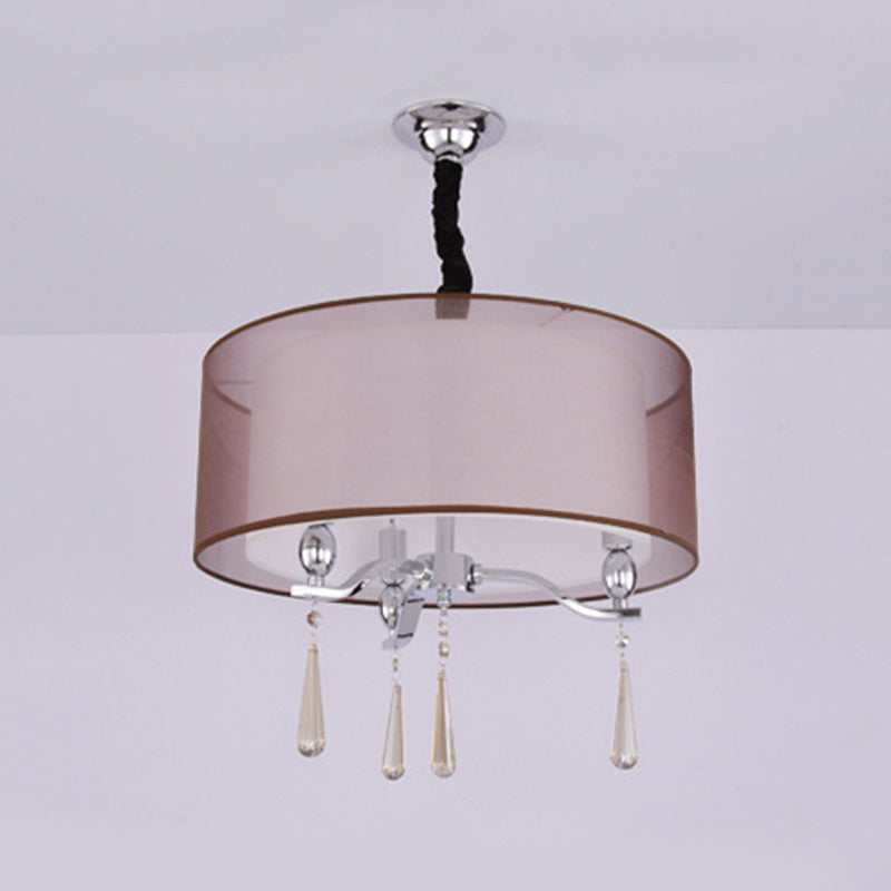 Cylinder Fabric Chandelier Light Nordic 3 Lights Living Room Pendant Lighting in Black/Red Clearhalo 'Ceiling Lights' 'Chandeliers' Lighting' options 560459