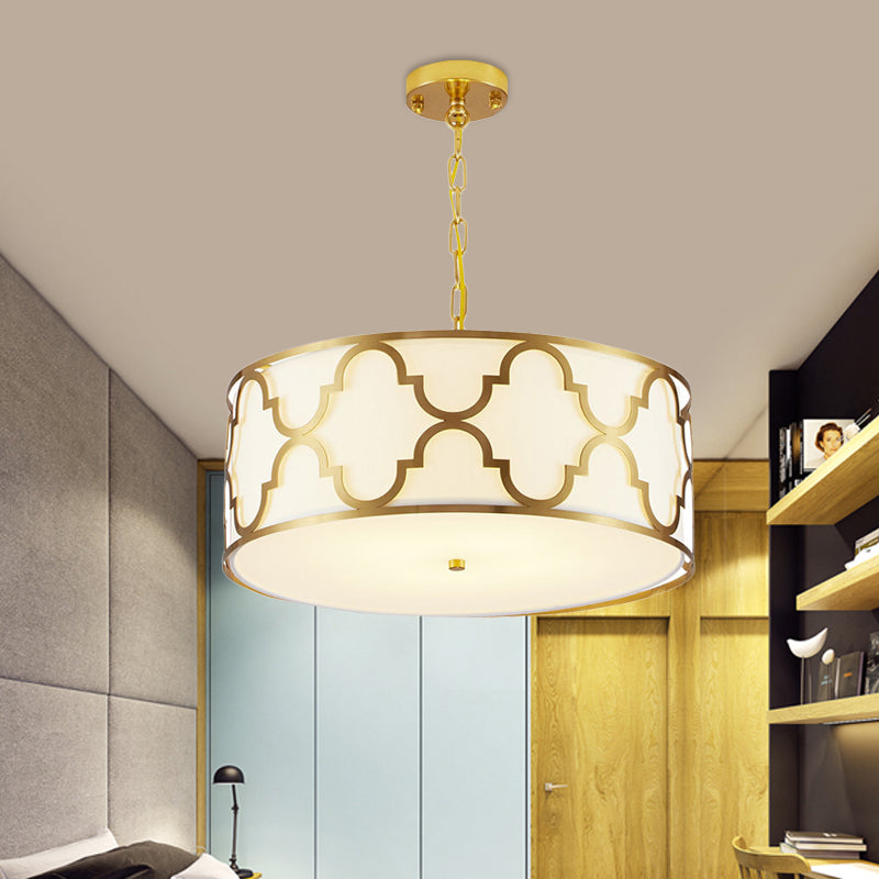 3 Lights Chandelier Light with Drum Shade Fabric Nordic Dining Room Ceiling Lamp in Black/White/Blue, 16"/19.5"/23.5" Wide Clearhalo 'Ceiling Lights' 'Chandeliers' Lighting' options 560483