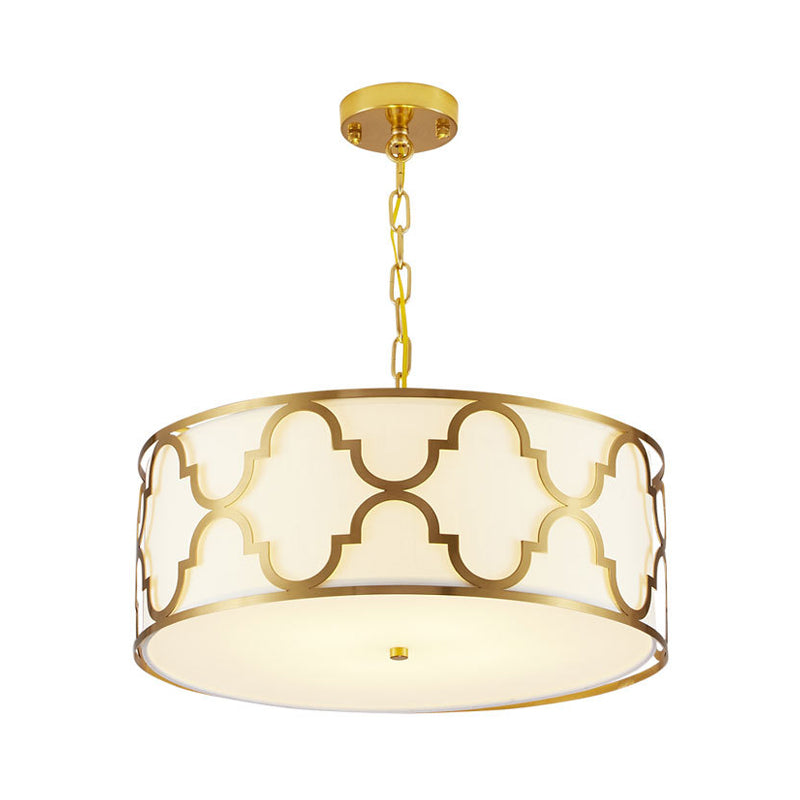 3 Lights Chandelier Light with Drum Shade Fabric Nordic Dining Room Ceiling Lamp in Black/White/Blue, 16"/19.5"/23.5" Wide Clearhalo 'Ceiling Lights' 'Chandeliers' Lighting' options 560484