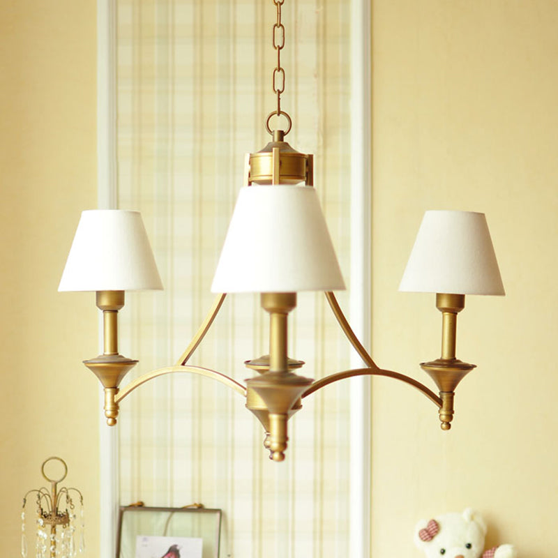 Cone Fabric Chandelier Light Traditional 3 Lights Bedroom Pendant Lighting in Green/Beige/Gray and Blue Clearhalo 'Ceiling Lights' 'Chandeliers' Lighting' options 560563