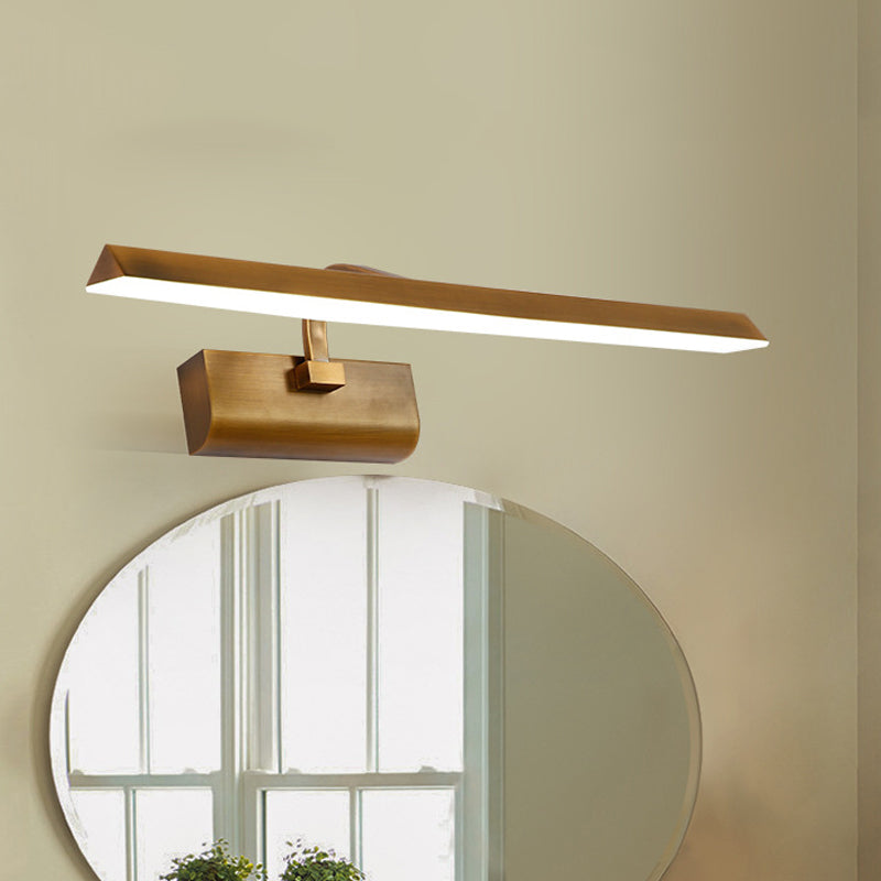 LED Linear Vanity Lamp Traditional Brass Metal Sconce Light Fixture for Bathroom in White/Warm/Natural Light, 16"/20"/24" L Clearhalo 'Vanity Lights' 'Wall Lights' Lighting' 560867