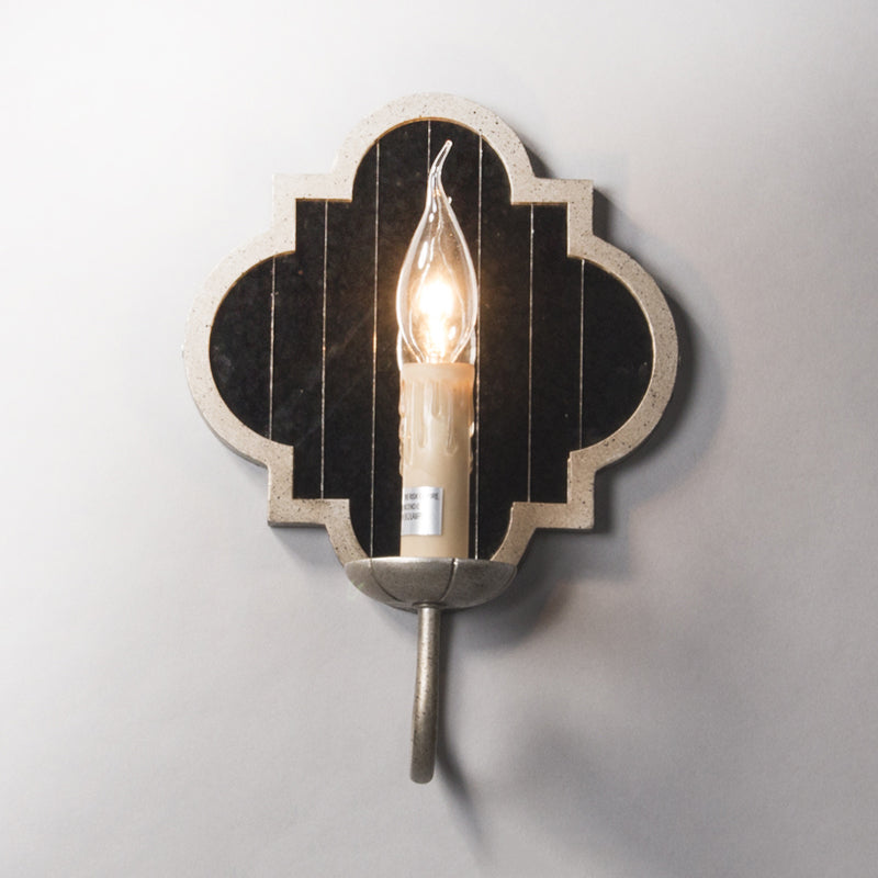 Candle Aged Silver Metal Wall Light Vintage 1 Light Corridor Sconce Light with Mirror Backplate Clearhalo 'Wall Lamps & Sconces' 'Wall Lights' Lighting' 561108