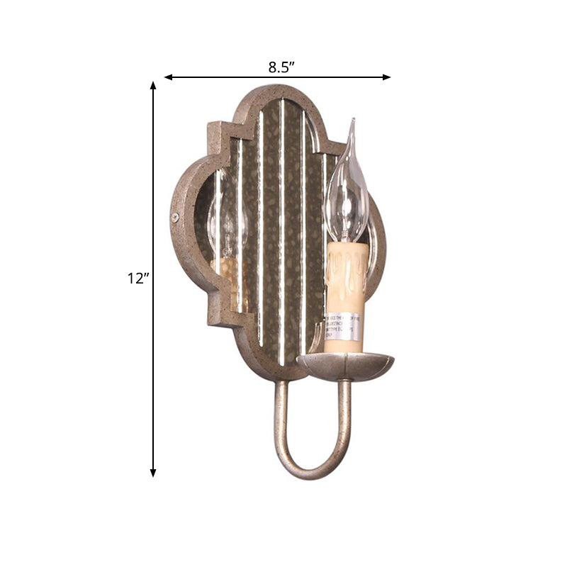 Candle Aged Silver Metal Wall Light Vintage 1 Light Corridor Sconce Light with Mirror Backplate Clearhalo 'Wall Lamps & Sconces' 'Wall Lights' Lighting' 561109