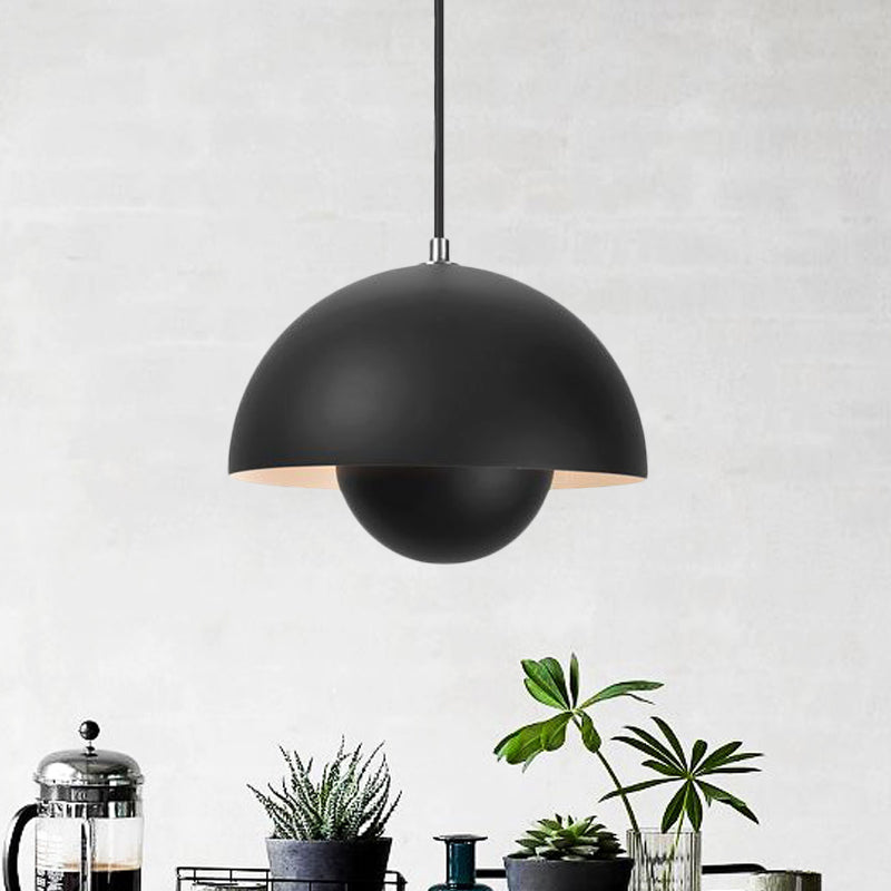 Silver/Red/Yellow Metal Pendant Lighting with Dome Shade Nordic Hanging Ceiling Light for Dining Room Clearhalo 'Ceiling Lights' 'Modern Pendants' 'Modern' 'Pendant Lights' 'Pendants' Lighting' 597373