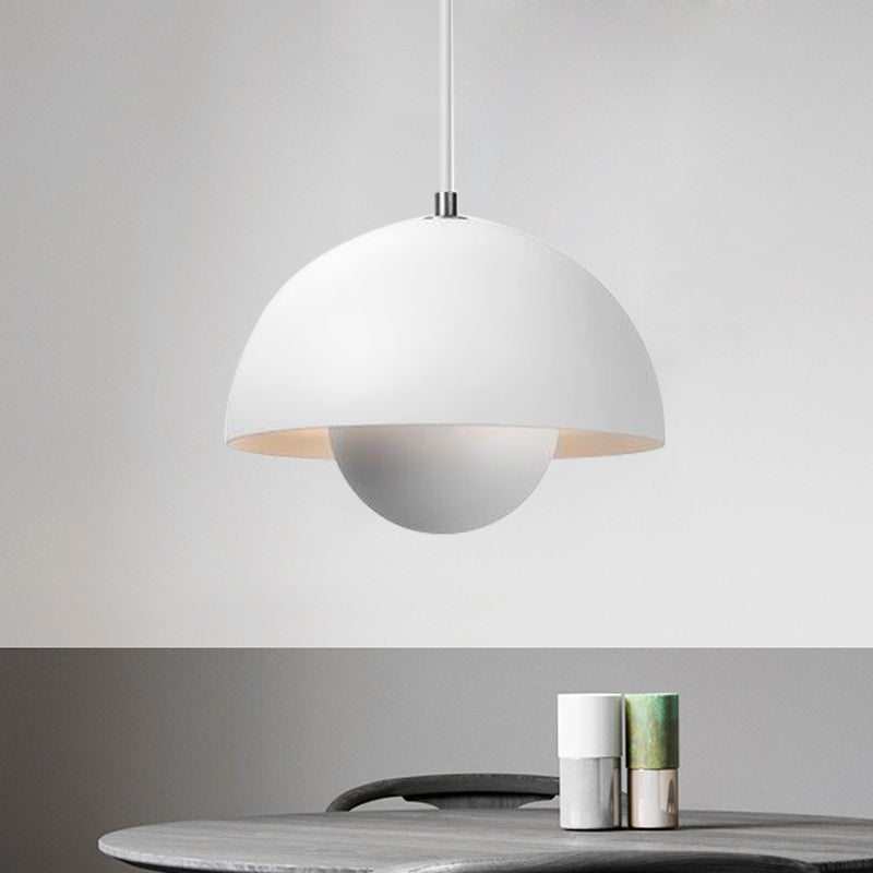 Silver/Red/Yellow Metal Pendant Lighting with Dome Shade Nordic Hanging Ceiling Light for Dining Room Clearhalo 'Ceiling Lights' 'Modern Pendants' 'Modern' 'Pendant Lights' 'Pendants' Lighting' 597376