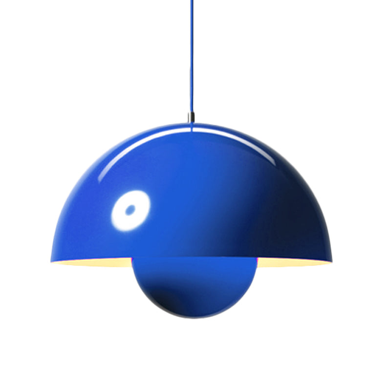 Silver/Red/Yellow Metal Pendant Lighting with Dome Shade Nordic Hanging Ceiling Light for Dining Room Clearhalo 'Ceiling Lights' 'Modern Pendants' 'Modern' 'Pendant Lights' 'Pendants' Lighting' 597385