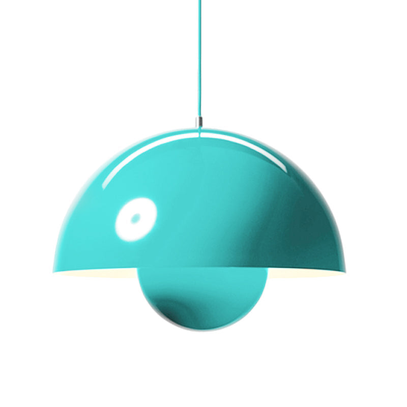 Silver/Red/Yellow Metal Pendant Lighting with Dome Shade Nordic Hanging Ceiling Light for Dining Room Clearhalo 'Ceiling Lights' 'Modern Pendants' 'Modern' 'Pendant Lights' 'Pendants' Lighting' 597388