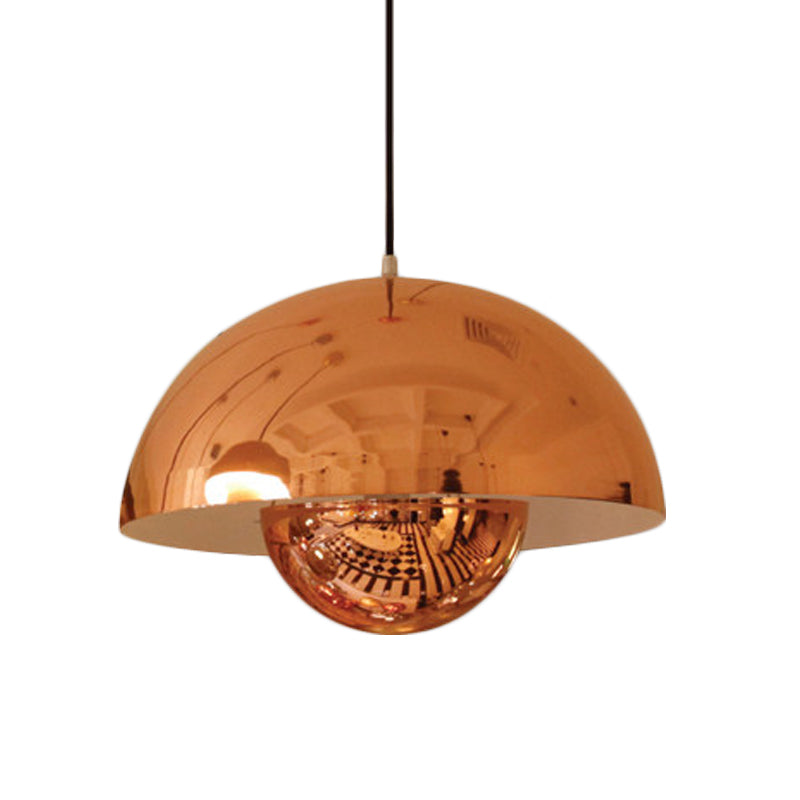 Silver/Red/Yellow Metal Pendant Lighting with Dome Shade Nordic Hanging Ceiling Light for Dining Room Clearhalo 'Ceiling Lights' 'Modern Pendants' 'Modern' 'Pendant Lights' 'Pendants' Lighting' 597406