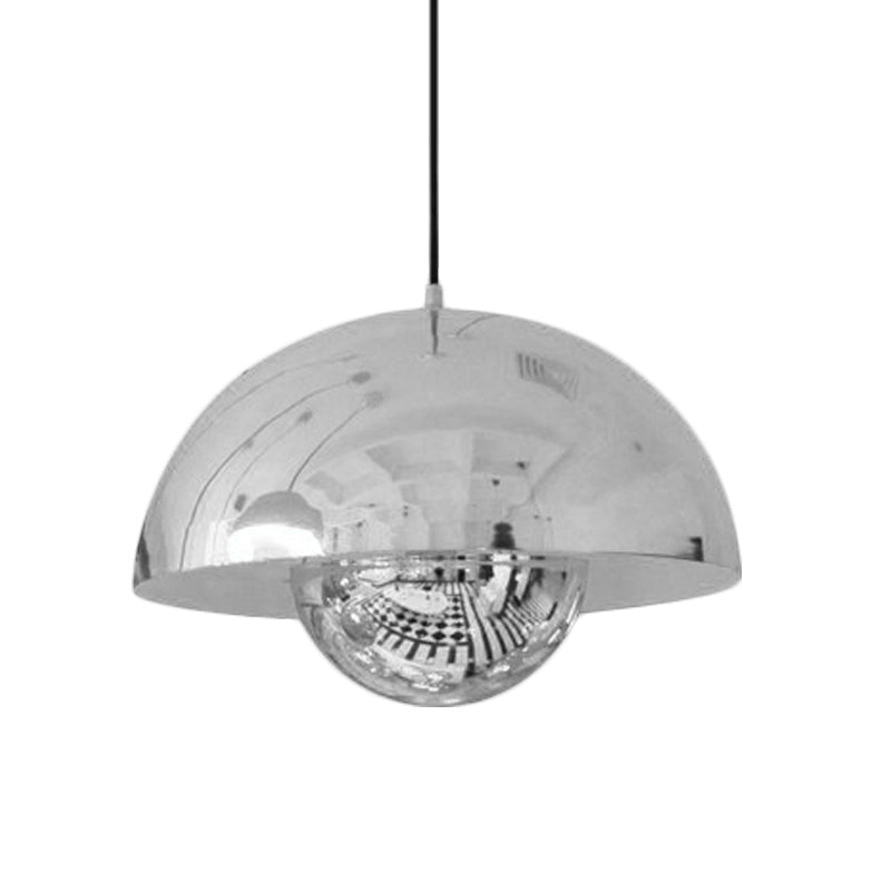 Silver/Red/Yellow Metal Pendant Lighting with Dome Shade Nordic Hanging Ceiling Light for Dining Room Clearhalo 'Ceiling Lights' 'Modern Pendants' 'Modern' 'Pendant Lights' 'Pendants' Lighting' 597413