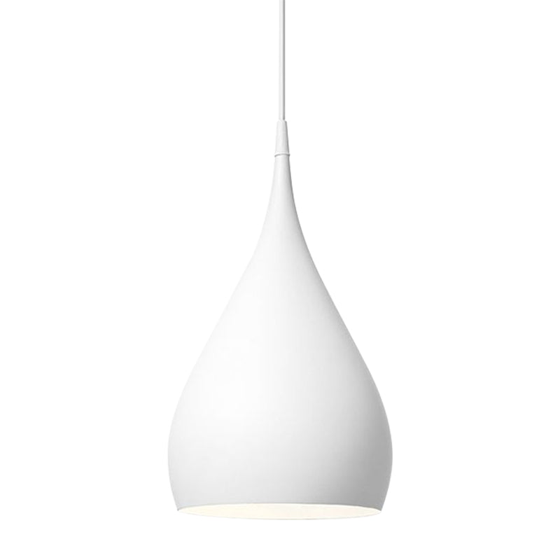 6.5"/10" Wide Teardrop Pendant Lighting Modern Metal 1 Light Black/White/Red Hanging Light Clearhalo 'Ceiling Lights' 'Modern Pendants' 'Modern' 'Pendant Lights' 'Pendants' Lighting' 597652