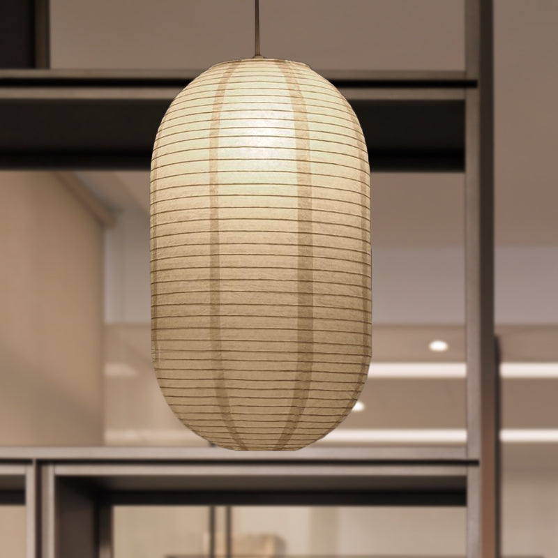 8.5"/11.5"/16.5" Wide Lantern Suspension Pendant Traditional Paper White 1 Light Hanging Pendant Lamp Clearhalo 'Ceiling Lights' 'Modern Pendants' 'Modern' 'Pendant Lights' 'Pendants' Lighting' 598113