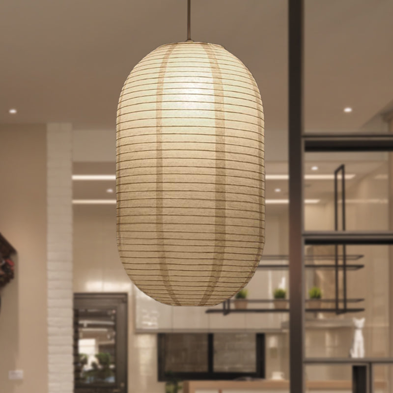 8.5"/11.5"/16.5" Wide Lantern Suspension Pendant Traditional Paper White 1 Light Hanging Pendant Lamp Clearhalo 'Ceiling Lights' 'Modern Pendants' 'Modern' 'Pendant Lights' 'Pendants' Lighting' 598115
