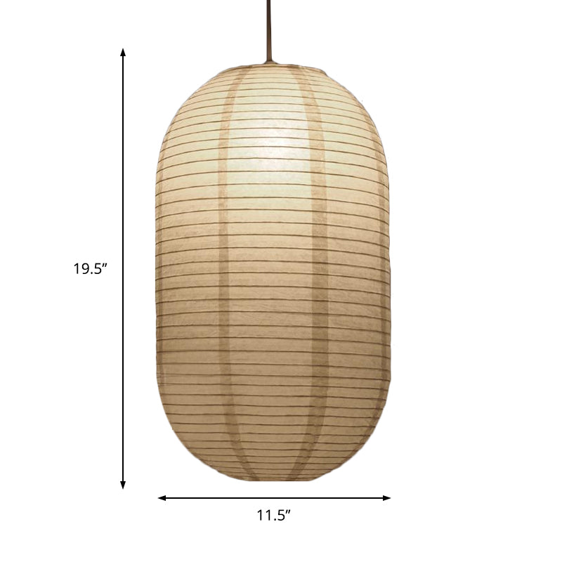8.5"/11.5"/16.5" Wide Lantern Suspension Pendant Traditional Paper White 1 Light Hanging Pendant Lamp Clearhalo 'Ceiling Lights' 'Modern Pendants' 'Modern' 'Pendant Lights' 'Pendants' Lighting' 598117