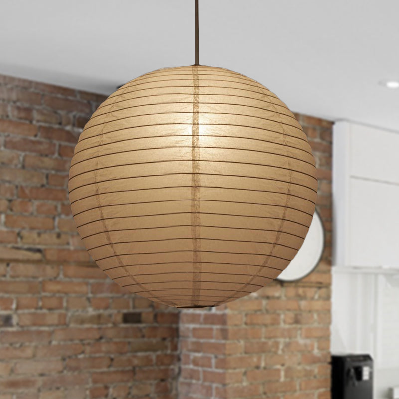 8.5"/11.5"/16.5" Wide Lantern Suspension Pendant Traditional Paper White 1 Light Hanging Pendant Lamp Clearhalo 'Ceiling Lights' 'Modern Pendants' 'Modern' 'Pendant Lights' 'Pendants' Lighting' 598119