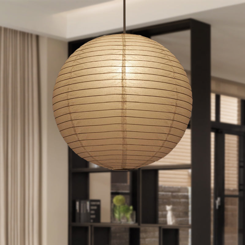 8.5"/11.5"/16.5" Wide Lantern Suspension Pendant Traditional Paper White 1 Light Hanging Pendant Lamp Clearhalo 'Ceiling Lights' 'Modern Pendants' 'Modern' 'Pendant Lights' 'Pendants' Lighting' 598120