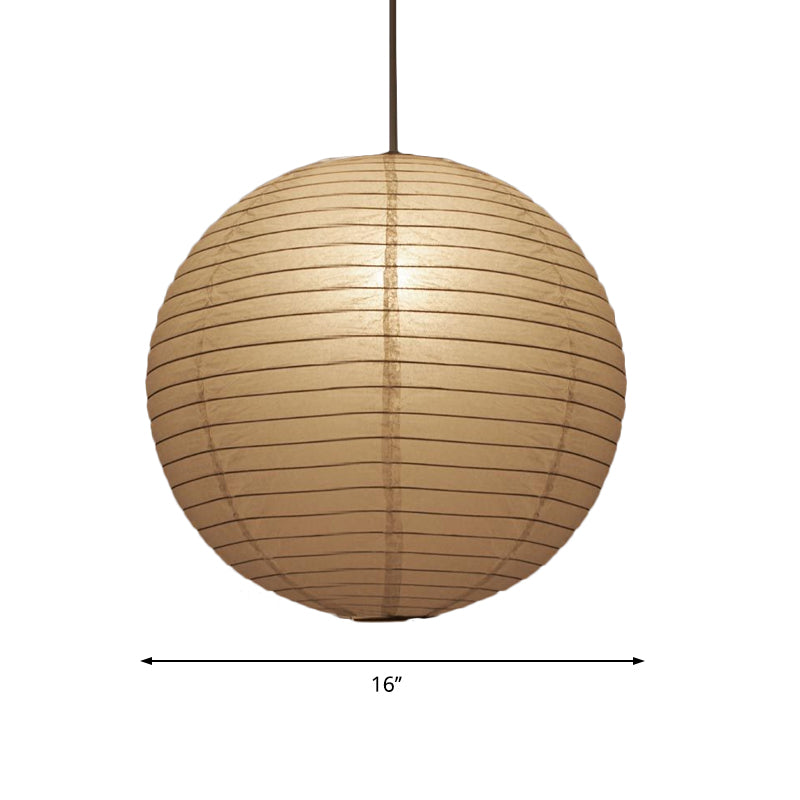 8.5"/11.5"/16.5" Wide Lantern Suspension Pendant Traditional Paper White 1 Light Hanging Pendant Lamp Clearhalo 'Ceiling Lights' 'Modern Pendants' 'Modern' 'Pendant Lights' 'Pendants' Lighting' 598122