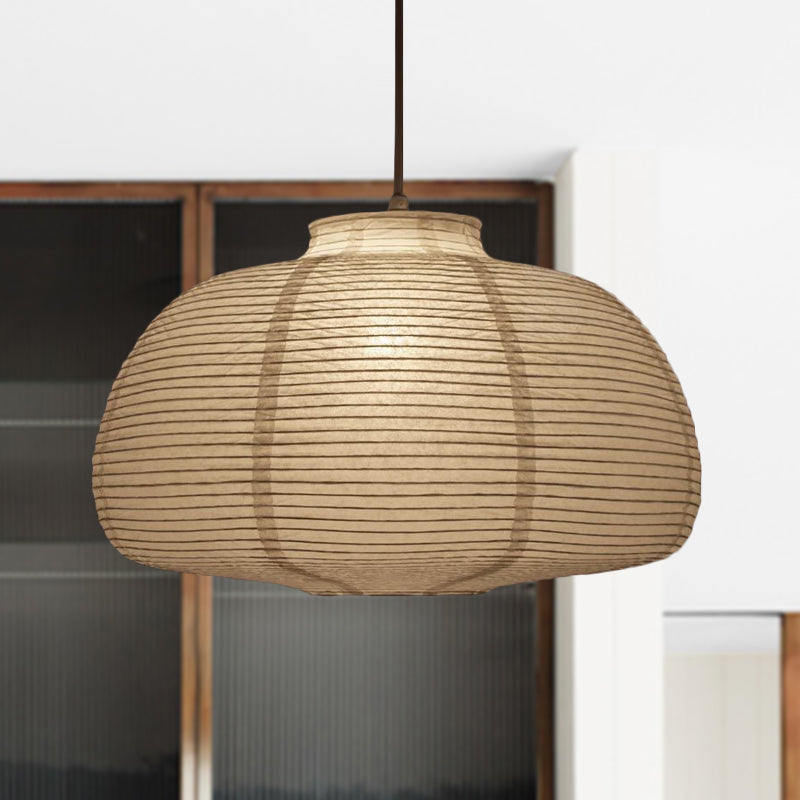 8.5"/11.5"/16.5" Wide Lantern Suspension Pendant Traditional Paper White 1 Light Hanging Pendant Lamp Clearhalo 'Ceiling Lights' 'Modern Pendants' 'Modern' 'Pendant Lights' 'Pendants' Lighting' 598123