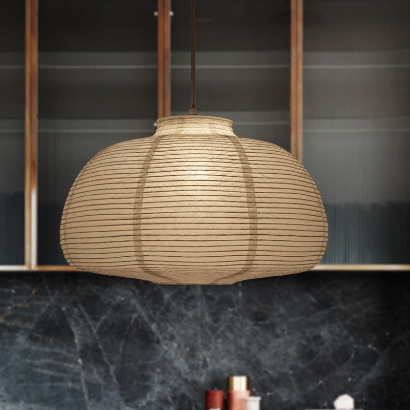 8.5"/11.5"/16.5" Wide Lantern Suspension Pendant Traditional Paper White 1 Light Hanging Pendant Lamp Clearhalo 'Ceiling Lights' 'Modern Pendants' 'Modern' 'Pendant Lights' 'Pendants' Lighting' 598124