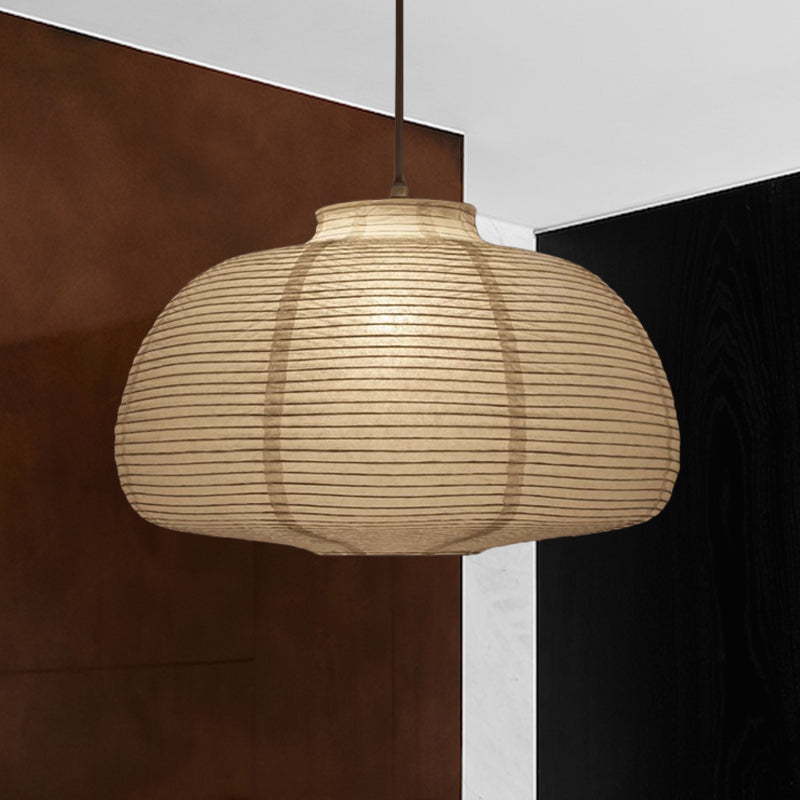 8.5"/11.5"/16.5" Wide Lantern Suspension Pendant Traditional Paper White 1 Light Hanging Pendant Lamp Clearhalo 'Ceiling Lights' 'Modern Pendants' 'Modern' 'Pendant Lights' 'Pendants' Lighting' 598125