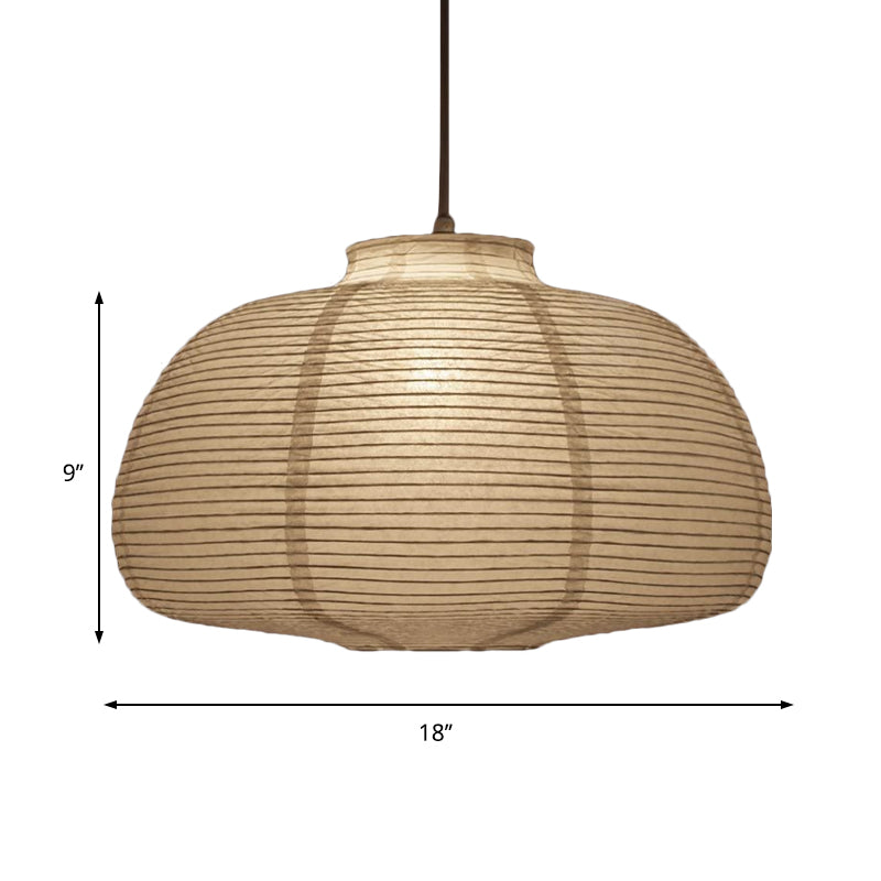 8.5"/11.5"/16.5" Wide Lantern Suspension Pendant Traditional Paper White 1 Light Hanging Pendant Lamp Clearhalo 'Ceiling Lights' 'Modern Pendants' 'Modern' 'Pendant Lights' 'Pendants' Lighting' 598127