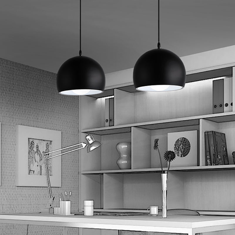 Black Globe Shade Hanging Light Industrial Style Metallic 1 Head Kitchen Pendant Lamp, 8"/10"/14" Width Black Clearhalo 'Art Deco Pendants' 'Black' 'Cast Iron' 'Ceiling Lights' 'Ceramic' 'Crystal' 'Industrial Pendants' 'Industrial' 'Metal' 'Middle Century Pendants' 'Pendant Lights' 'Pendants' 'Rustic Pendants' 'Tiffany' Lighting' 59839