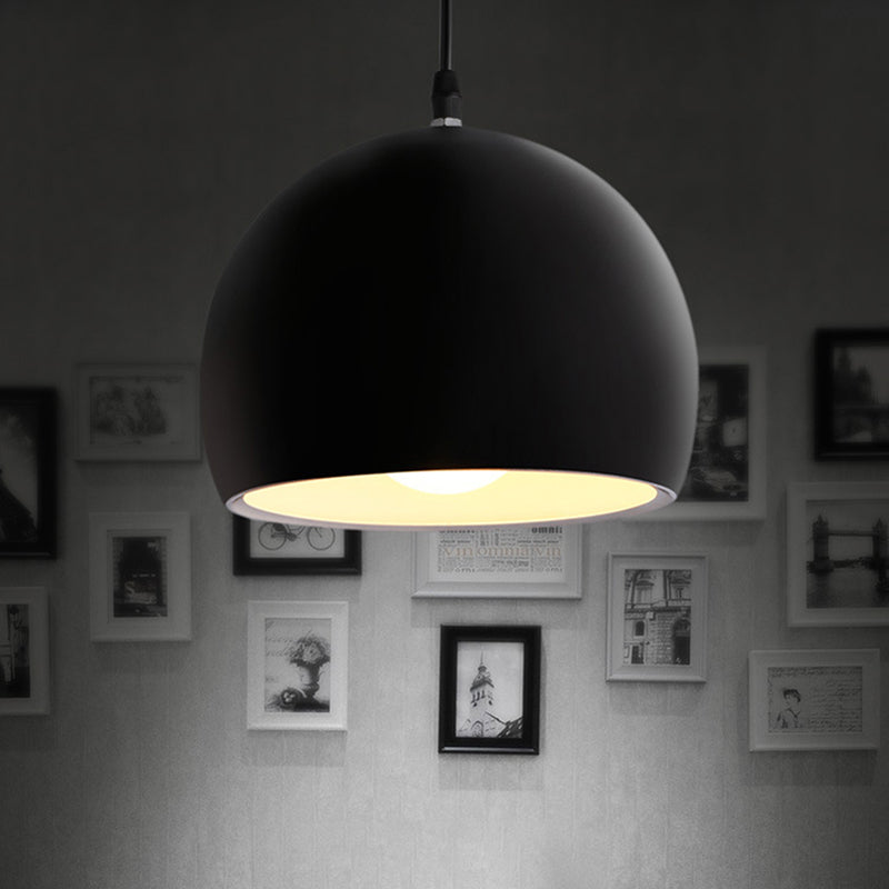 Black Globe Shade Hanging Light Industrial Style Metallic 1 Head Kitchen Pendant Lamp, 8"/10"/14" Width Clearhalo 'Art Deco Pendants' 'Black' 'Cast Iron' 'Ceiling Lights' 'Ceramic' 'Crystal' 'Industrial Pendants' 'Industrial' 'Metal' 'Middle Century Pendants' 'Pendant Lights' 'Pendants' 'Rustic Pendants' 'Tiffany' Lighting' 59840