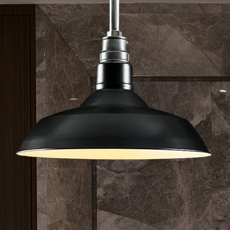 1 Light Ceiling Pendant Retro Style Barn Shade Metal Hanging Pendant Lighting in Black/White/Rust for Living Room Black Clearhalo 'Art Deco Pendants' 'Black' 'Cast Iron' 'Ceiling Lights' 'Ceramic' 'Crystal' 'Industrial Pendants' 'Industrial' 'Metal' 'Middle Century Pendants' 'Pendant Lights' 'Pendants' 'Rustic Pendants' 'Tiffany' Lighting' 598625