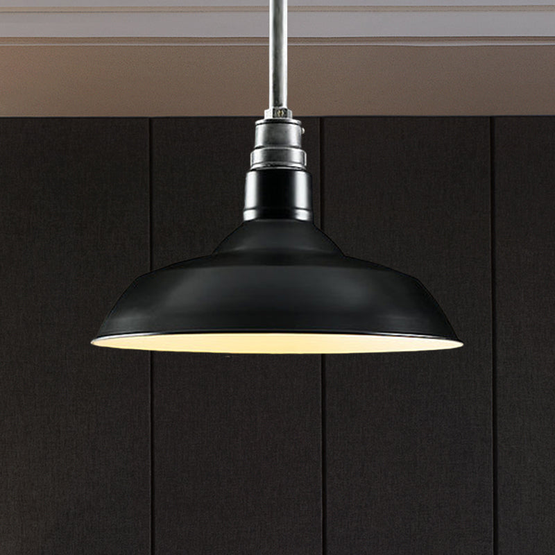1 Light Ceiling Pendant Retro Style Barn Shade Metal Hanging Pendant Lighting in Black/White/Rust for Living Room Clearhalo 'Art Deco Pendants' 'Black' 'Cast Iron' 'Ceiling Lights' 'Ceramic' 'Crystal' 'Industrial Pendants' 'Industrial' 'Metal' 'Middle Century Pendants' 'Pendant Lights' 'Pendants' 'Rustic Pendants' 'Tiffany' Lighting' 598626