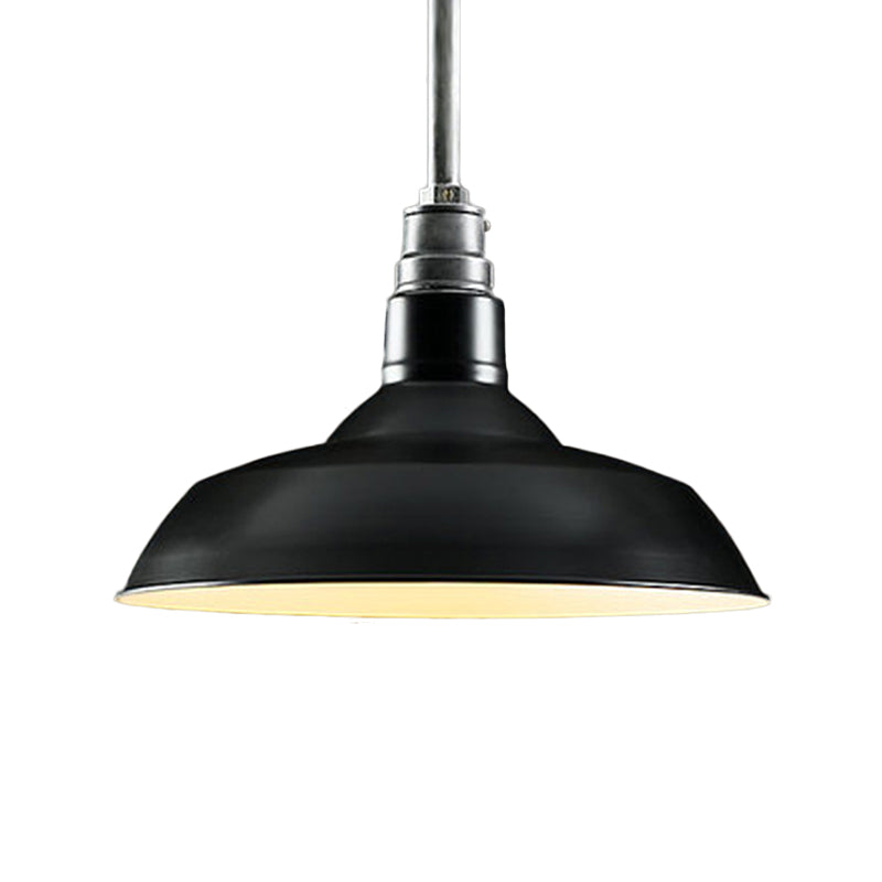 1 Light Ceiling Pendant Retro Style Barn Shade Metal Hanging Pendant Lighting in Black/White/Rust for Living Room Clearhalo 'Art Deco Pendants' 'Black' 'Cast Iron' 'Ceiling Lights' 'Ceramic' 'Crystal' 'Industrial Pendants' 'Industrial' 'Metal' 'Middle Century Pendants' 'Pendant Lights' 'Pendants' 'Rustic Pendants' 'Tiffany' Lighting' 598627