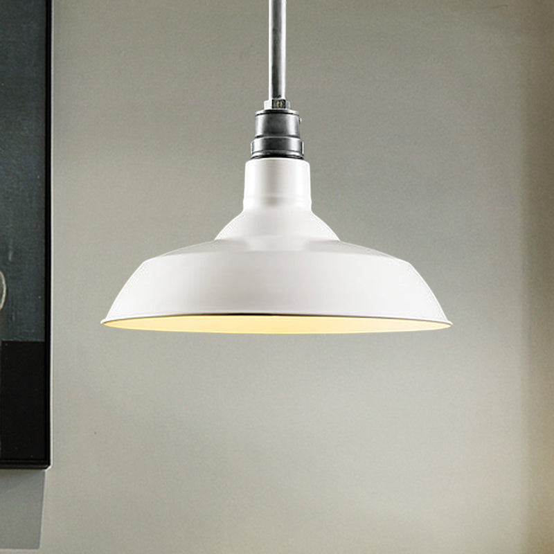 1 Light Ceiling Pendant Retro Style Barn Shade Metal Hanging Pendant Lighting in Black/White/Rust for Living Room Clearhalo 'Art Deco Pendants' 'Black' 'Cast Iron' 'Ceiling Lights' 'Ceramic' 'Crystal' 'Industrial Pendants' 'Industrial' 'Metal' 'Middle Century Pendants' 'Pendant Lights' 'Pendants' 'Rustic Pendants' 'Tiffany' Lighting' 598633