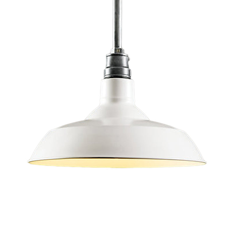 1 Light Ceiling Pendant Retro Style Barn Shade Metal Hanging Pendant Lighting in Black/White/Rust for Living Room Clearhalo 'Art Deco Pendants' 'Black' 'Cast Iron' 'Ceiling Lights' 'Ceramic' 'Crystal' 'Industrial Pendants' 'Industrial' 'Metal' 'Middle Century Pendants' 'Pendant Lights' 'Pendants' 'Rustic Pendants' 'Tiffany' Lighting' 598634