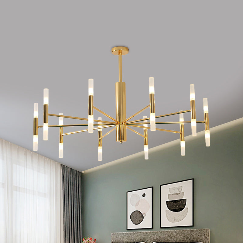 27"/39" Wide White Glass Tube Chandelier Post Modern Multi Lights Gold Led Hanging Light Fixture Clearhalo 'Ceiling Lights' 'Chandeliers' 'Modern Chandeliers' 'Modern' Lighting' 598862