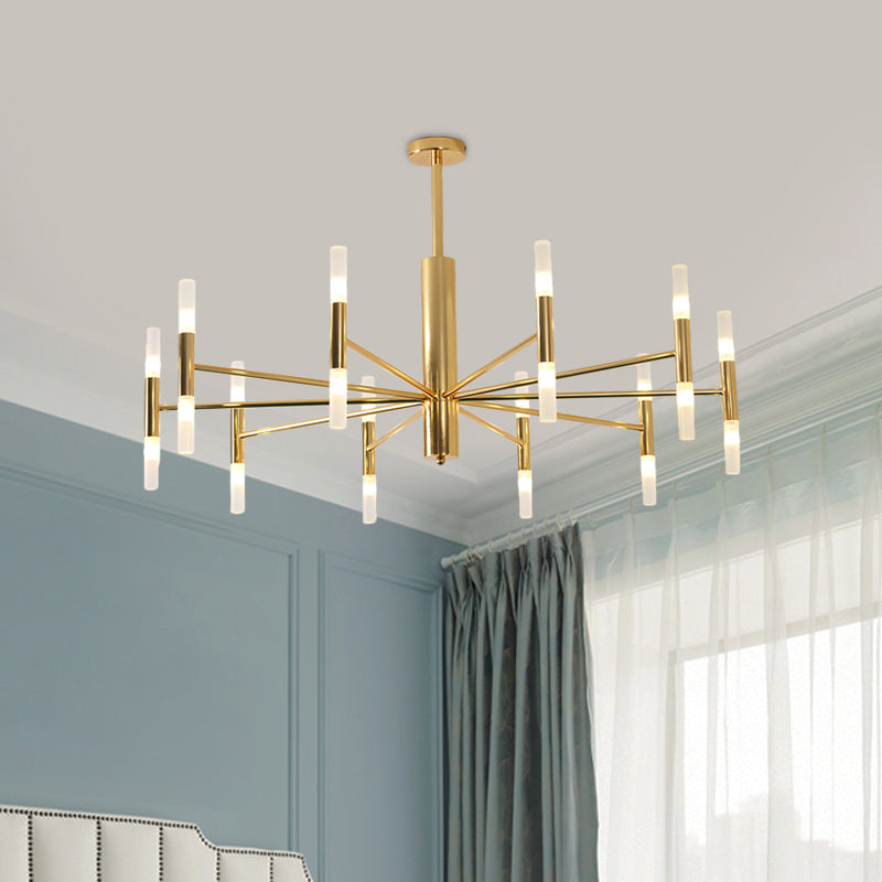27"/39" Wide White Glass Tube Chandelier Post Modern Multi Lights Gold Led Hanging Light Fixture Clearhalo 'Ceiling Lights' 'Chandeliers' 'Modern Chandeliers' 'Modern' Lighting' 598863