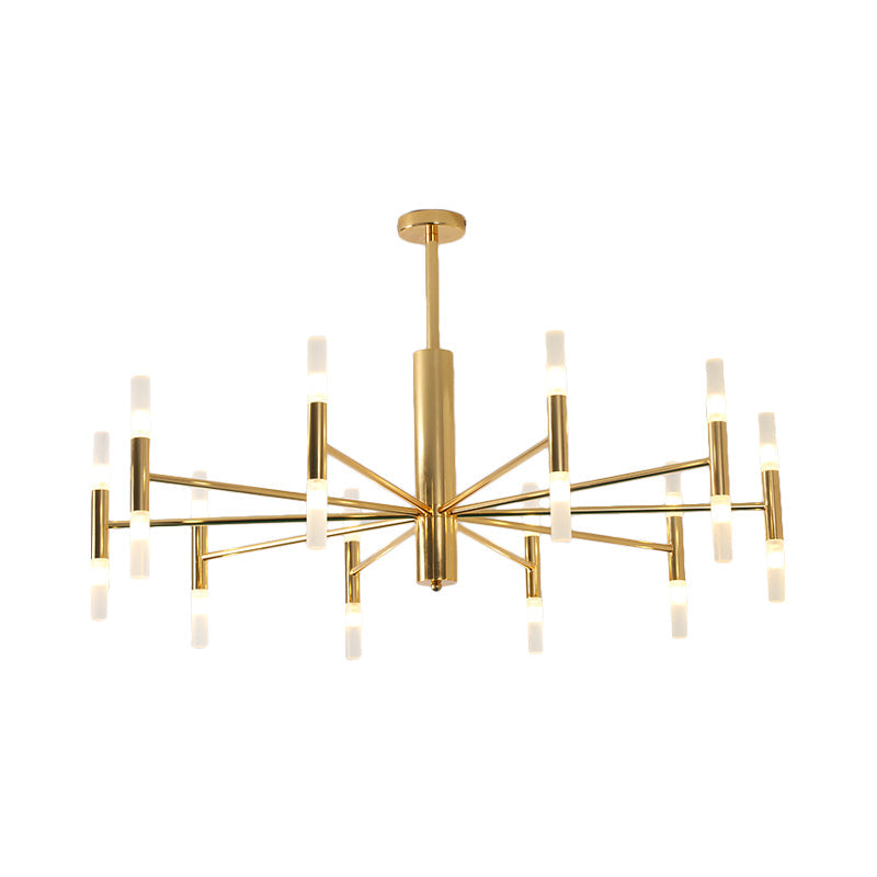 27"/39" Wide White Glass Tube Chandelier Post Modern Multi Lights Gold Led Hanging Light Fixture Clearhalo 'Ceiling Lights' 'Chandeliers' 'Modern Chandeliers' 'Modern' Lighting' 598864