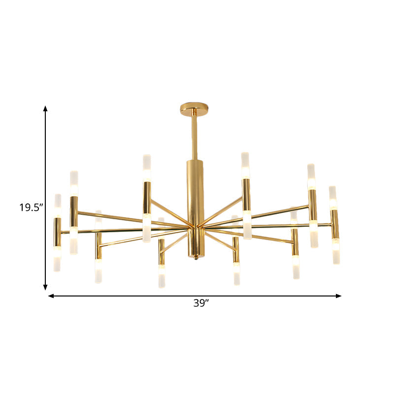 27"/39" Wide White Glass Tube Chandelier Post Modern Multi Lights Gold Led Hanging Light Fixture Clearhalo 'Ceiling Lights' 'Chandeliers' 'Modern Chandeliers' 'Modern' Lighting' 598865