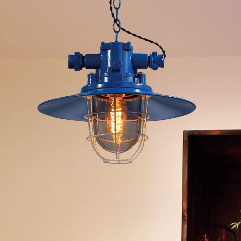 Single Light Hanging Ceiling Light with Cone Shade Clear Glass Industrial Dining Room Pendant Lighting in White/Red/Rust Clearhalo 'Ceiling Lights' 'Glass shade' 'Glass' 'Industrial Pendants' 'Industrial' 'Middle Century Pendants' 'Pendant Lights' 'Pendants' 'Tiffany' Lighting' 599643
