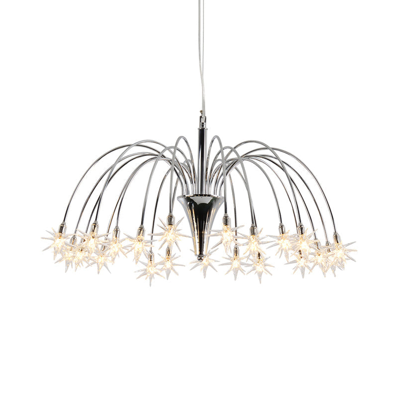 Star Shaped Chandelier Lighting Modern Style Clear Crystal 12/18 Lights Silver Finish Pendant Light Clearhalo 'Ceiling Lights' 'Chandeliers' 'Modern Chandeliers' 'Modern' Lighting' 599900