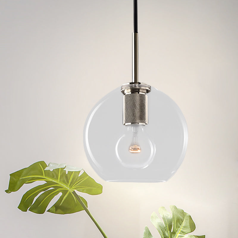 Black/Brass/Chrome Triangle/Round Pendant Lamp Post Modernist 1 Light Clear Glass Ceiling Light Fixture Chrome Round Clearhalo 'Ceiling Lights' 'Glass shade' 'Glass' 'Modern Pendants' 'Modern' 'Pendant Lights' 'Pendants' Lighting' 599952