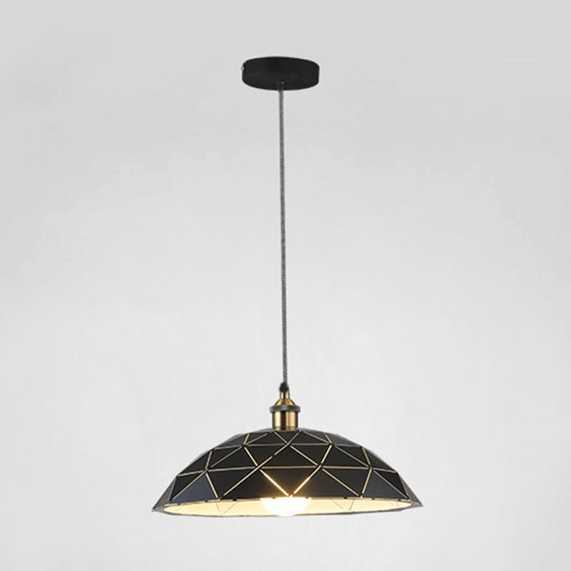 1 Light Dome Suspension Lamp Industrial Black/White Metal Pendant Light for Living Room, 13"/16"/19.5" Wide Clearhalo 'Art Deco Pendants' 'Black' 'Cast Iron' 'Ceiling Lights' 'Ceramic' 'Crystal' 'Industrial Pendants' 'Industrial' 'Metal' 'Middle Century Pendants' 'Pendant Lights' 'Pendants' 'Rustic Pendants' 'Tiffany' Lighting' 5_8a789663-3232-4c8e-b13b-cf04b07d009d